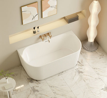 Rose Fluted Back-to-Wall Bathtub - 1500mm / Matt White
