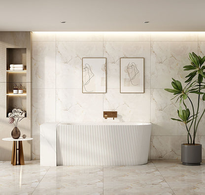 Rose V-Groove Corner Bathtub - Matt White - 1700mm / Left / Matt White
