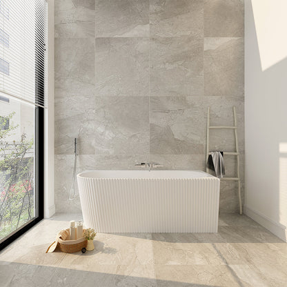 Rose V-Groove Corner Bathtub - Matt White - 1700mm / Right / Matt White
