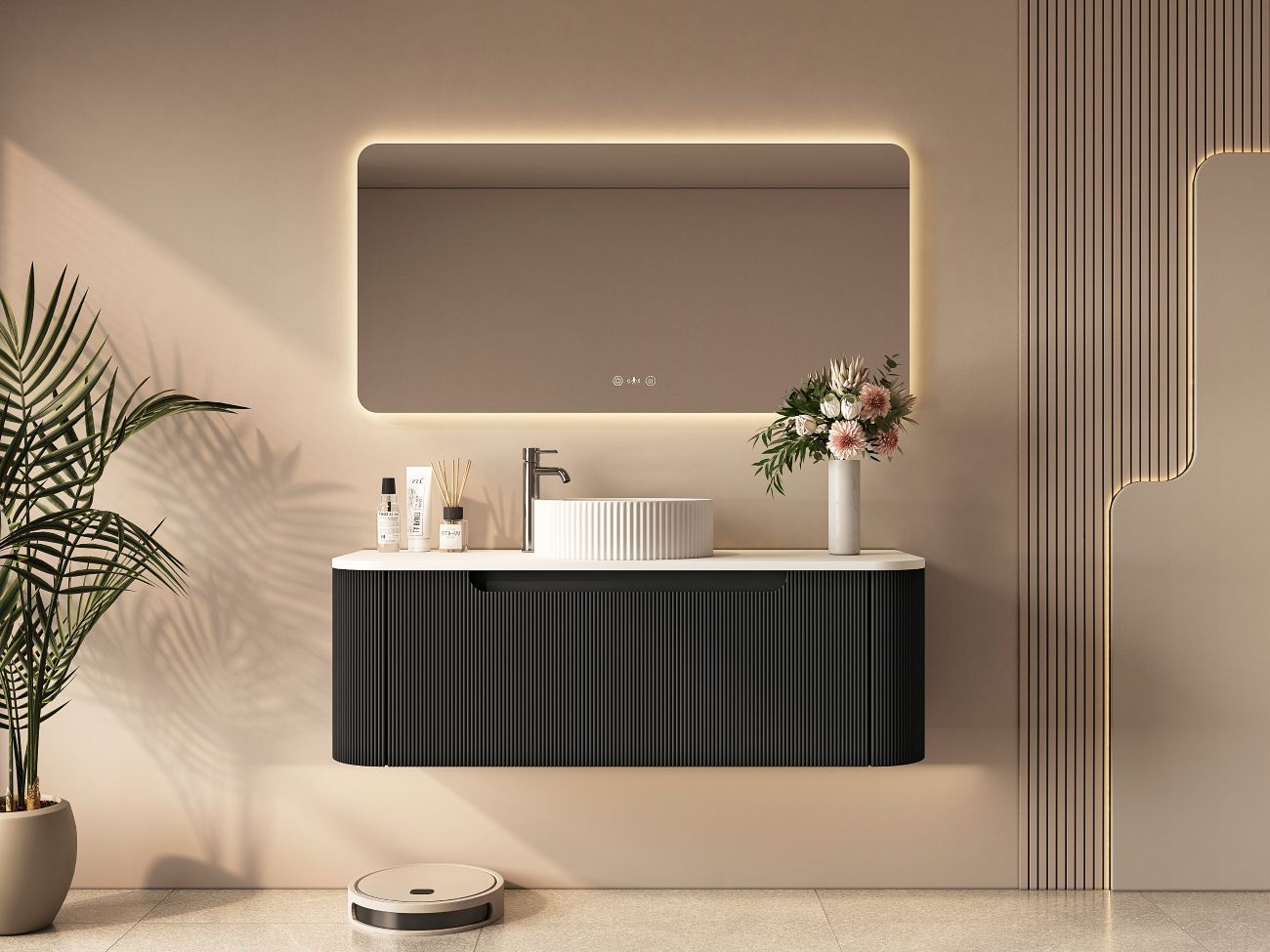 Rome 1200mm Wall-Hung Cabinet - Matt Black - 1200mm / Matt Black Cabinet Only
