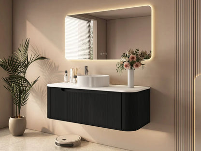 Rome 1200mm Wall-Hung Cabinet - Matt Black - 1200mm / Matt Black Cabinet Only