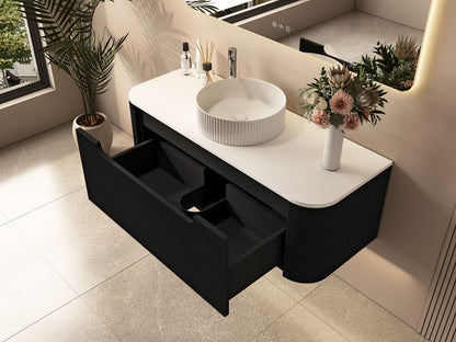 Rome 1200mm Wall-Hung Cabinet - Matt Black - 1200mm / Matt Black Cabinet Only