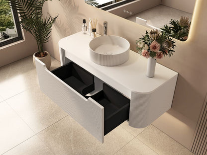 Rome 1200mm Wall-Hung Cabinet - Matt White - 1200mm / Matt White Cabinet & White Stone Top