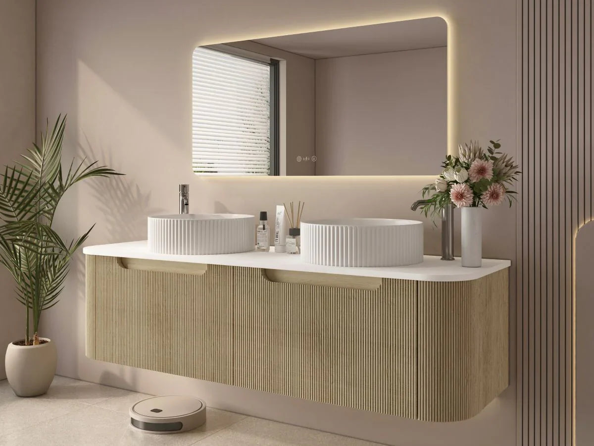 Rome 1500mm Wall-Hung Cabinet - Bur Oak - 1500mm / Bur Oak Cabinet Only