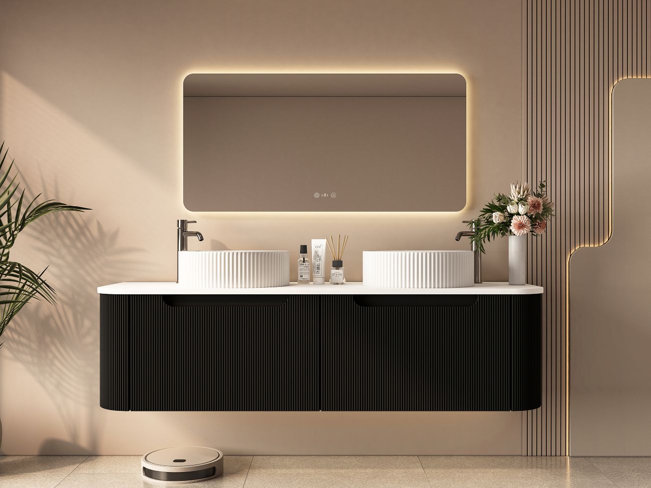 Rome 1500mm Wall-Hung Cabinet - Matt Black - 1500mm / Matt Black Cabinet Only