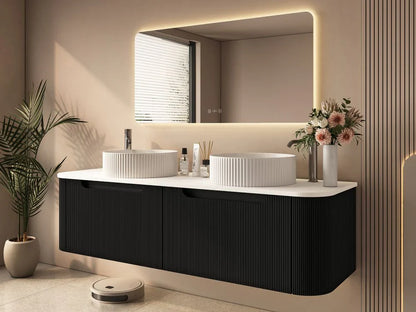 Rome 1500mm Wall-Hung Cabinet - Matt Black - 1500mm / Matt Black Cabinet Only