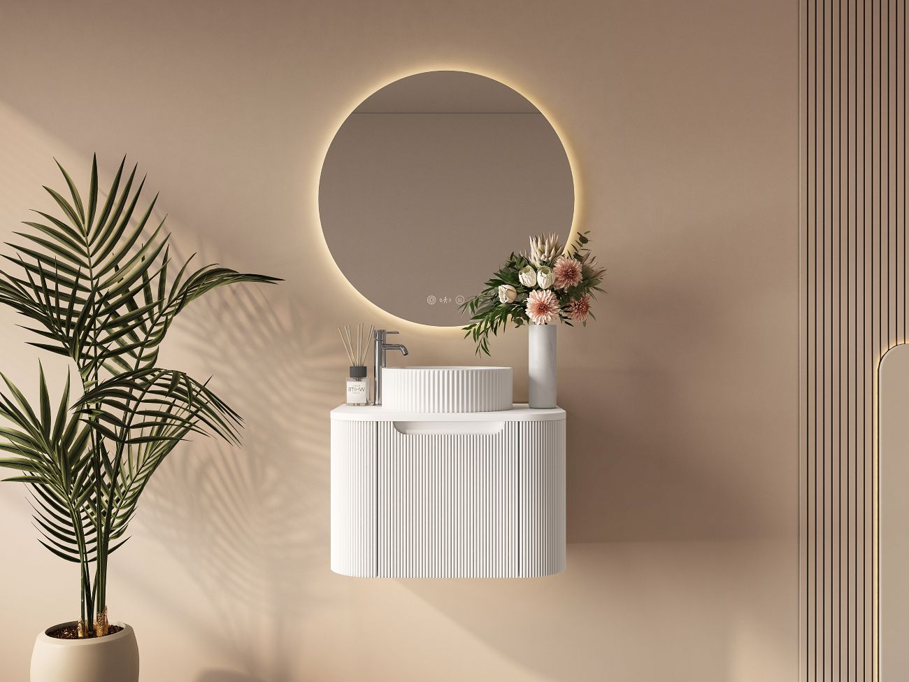 Rome 600mm Wall-Hung Cabinet - Matt White - 600mm / Matt White Cabinet & White Stone Top
