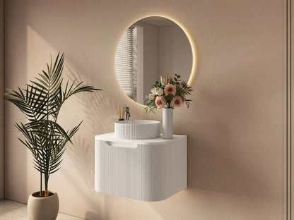 Rome 600mm Wall-Hung Cabinet - Matt White - 600mm / Matt White Cabinet & White Stone Top
