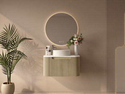 Rome 750mm Wall-Hung Cabinet - Bur Oak - 750mm / Bur Oak Cabinet Only