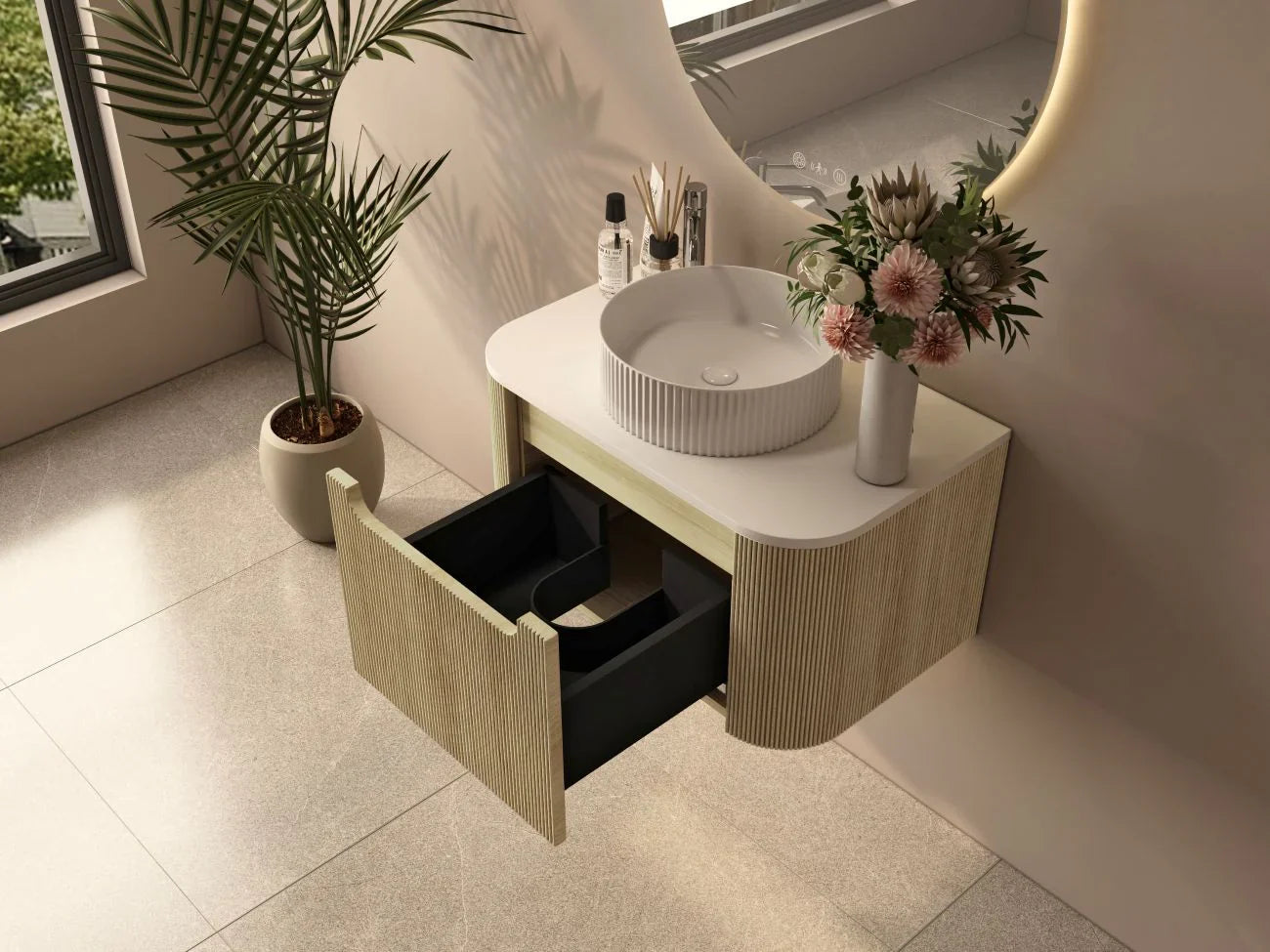 Rome 750mm Wall-Hung Cabinet - Bur Oak - 750mm / Bur Oak Cabinet Only