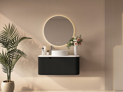 Rome 750mm Wall-Hung Cabinet - Matt Black - 750mm / Matt Black Cabinet Only