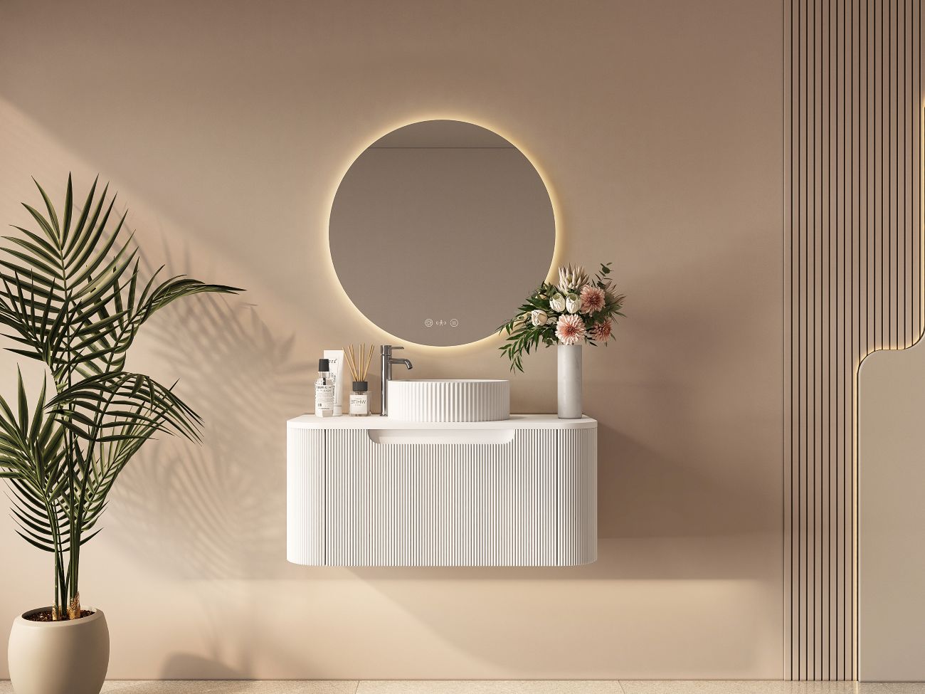 Rome 750mm Wall-Hung Cabinet - Matt White - 750mm / Matt White Cabinet & White Stone Top