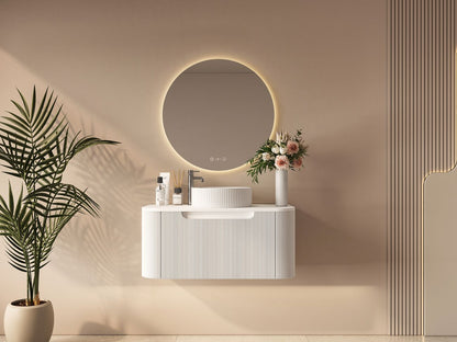 Rome 750mm Wall-Hung Cabinet - Matt White - 750mm / Matt White Cabinet & White Stone Top