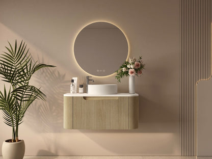 Rome 900mm Wall-Hung Cabinet - Bur Oak - 900mm / Bur Oak Cabinet Only