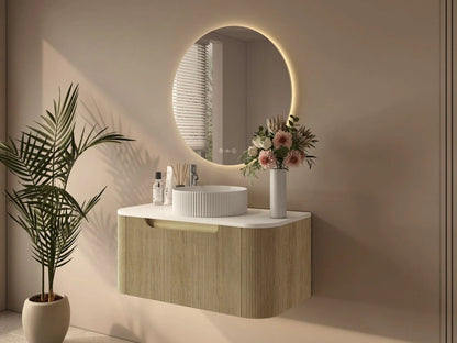 Rome 900mm Wall-Hung Cabinet - Bur Oak - 900mm / Bur Oak Cabinet Only