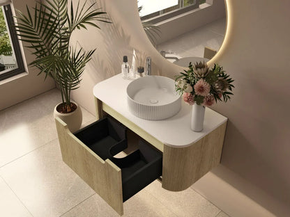Rome 900mm Wall-Hung Cabinet - Bur Oak - 900mm / Bur Oak Cabinet Only