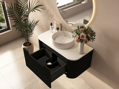 Rome 900mm Wall-Hung Cabinet - Matt Black - 900mm / Matt Black Cabinet Only