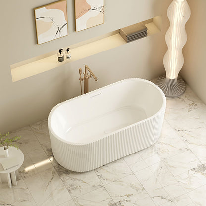 Rose Fluted V-Groove Freestanding Bathtub - 1700mm / Matt White