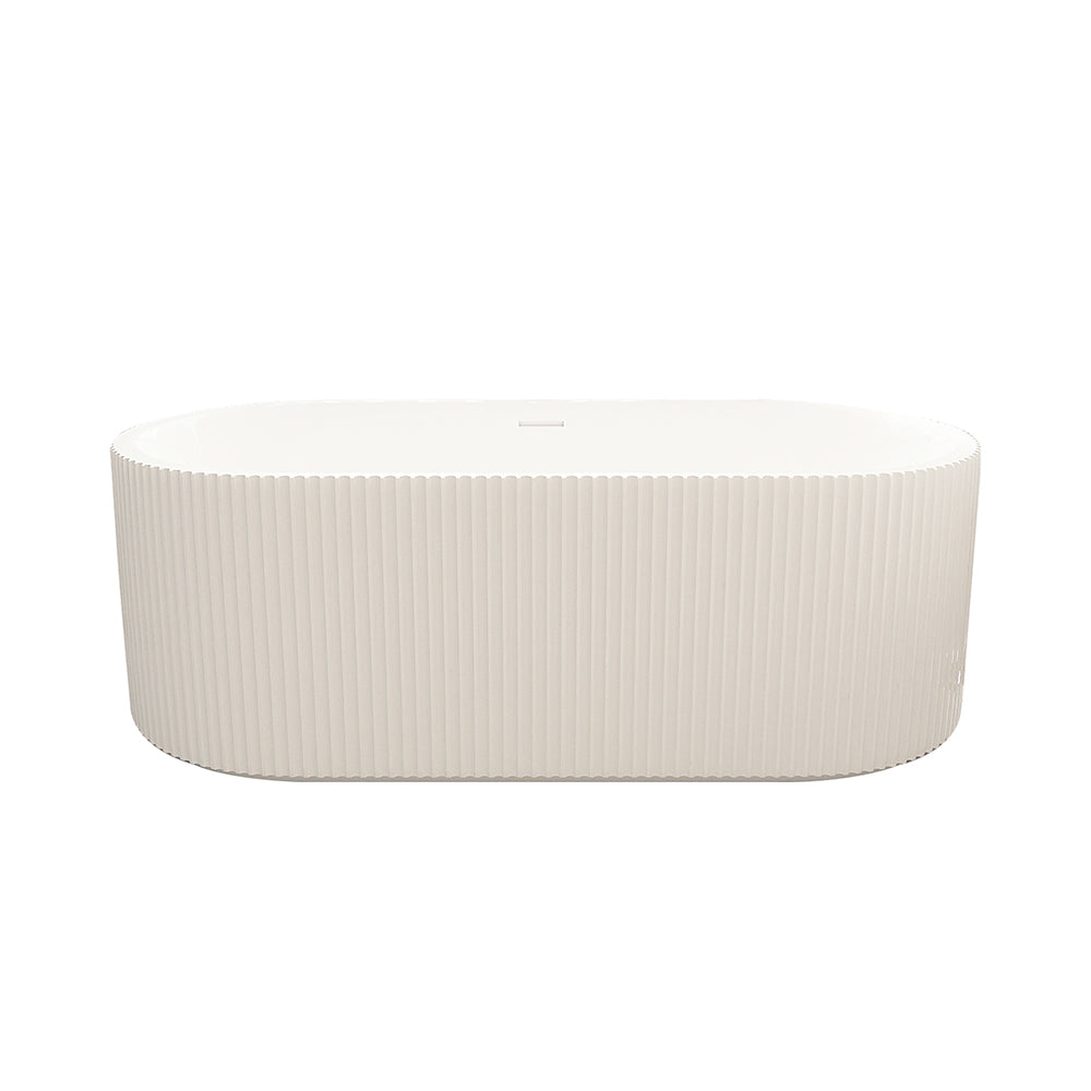 Rose Fluted V-Groove Freestanding Bathtub - 1500mm / Matt White