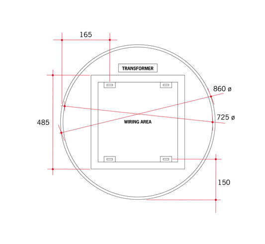 Thermogroup Backlit Round Mirror With Warm Light 900mmØ 80Watts