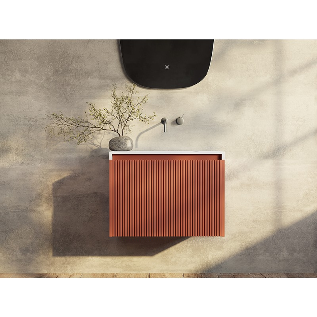 Belbagno Rimini 600mm Wall Hung Vanity Includes Basin Potters Clay