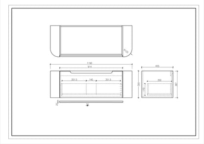 Rome 1200mm Wall-Hung Cabinet - Matt White - 1200mm / Matt White Cabinet Only