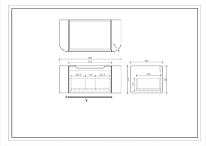 Rome 900mm Wall-Hung Cabinet - Matt White - 900mm / Matt White Cabinet & White Stone Top