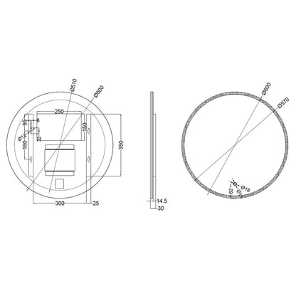 Round Cool Light LED Mirror - 60cm wide - Reno Spares