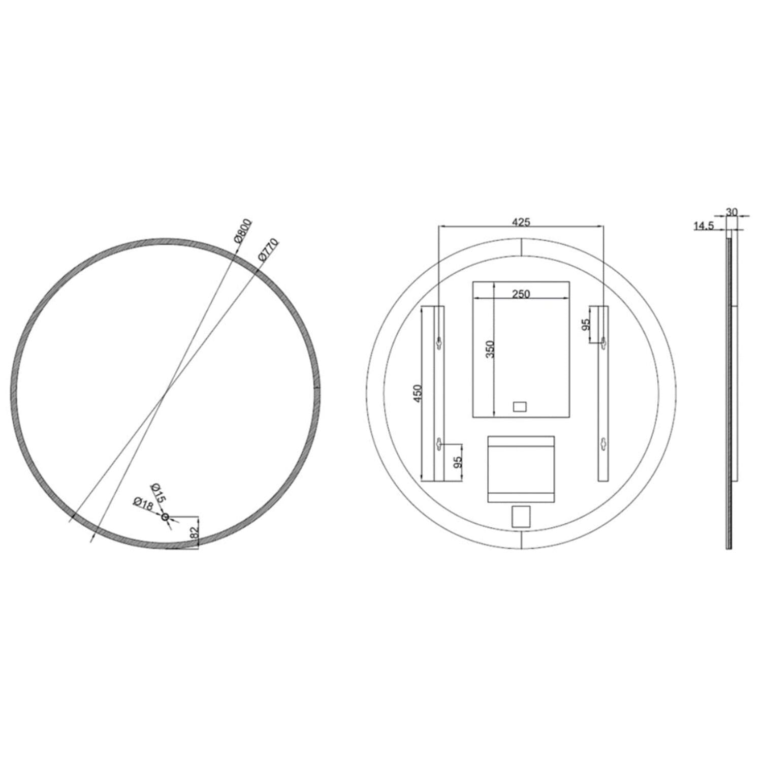 Round Cool Light LED Mirror - 80cm wide - Reno Spares