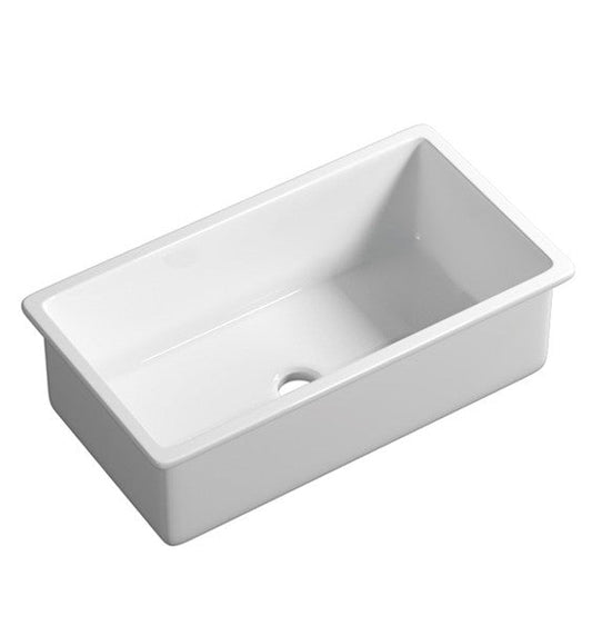 Procida Fireclay Inset/Undermount Sink 760mm x 459mm x 254mm - Gloss White