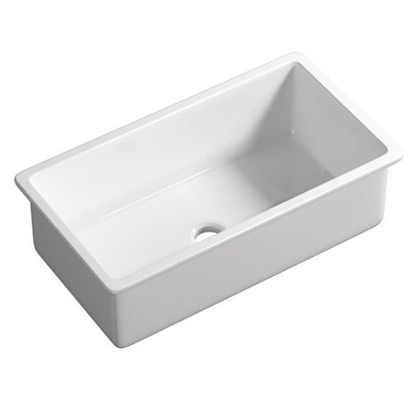Procida Fireclay Inset/Undermount Sink 813mm x 483mm x 254mm - Matte Black / Double