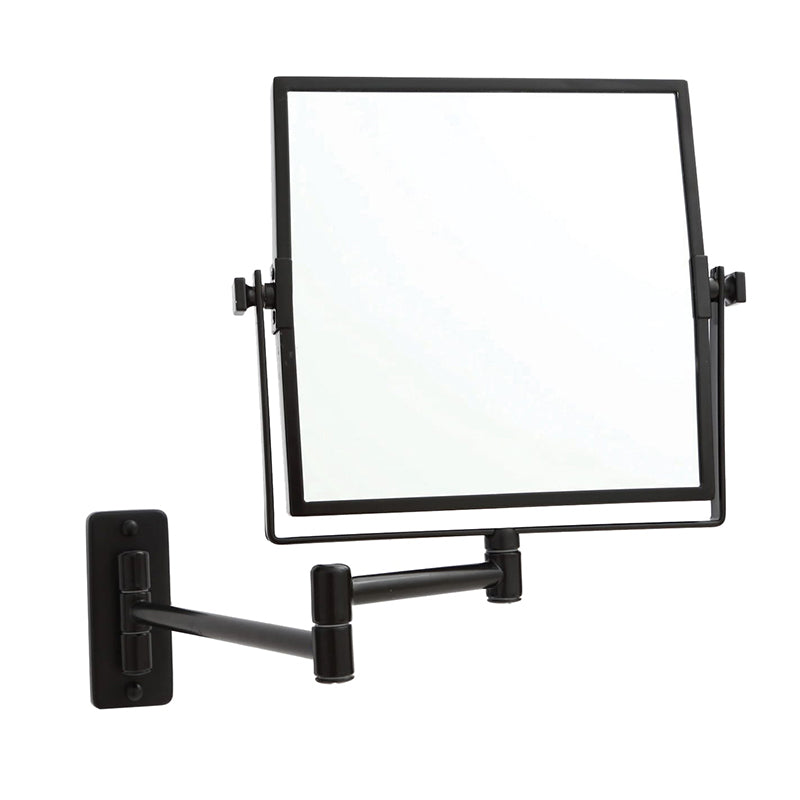 200mm ThermoGroup Square Makeup Mirror 1&5x Magnification Matt Black/Chrome