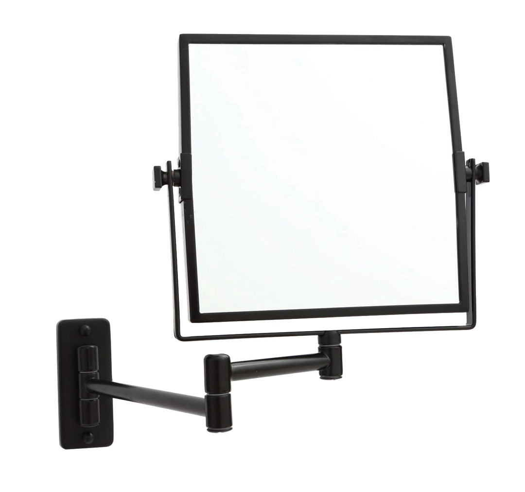 Thermogroup 1 & 5x Magnification Matt Black Wall Mounted Shaving Mirror, 200 x 200mm