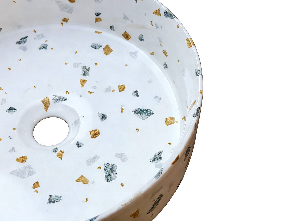 Sasso 36 Counter-top Round Basin - Gold Terrazzo