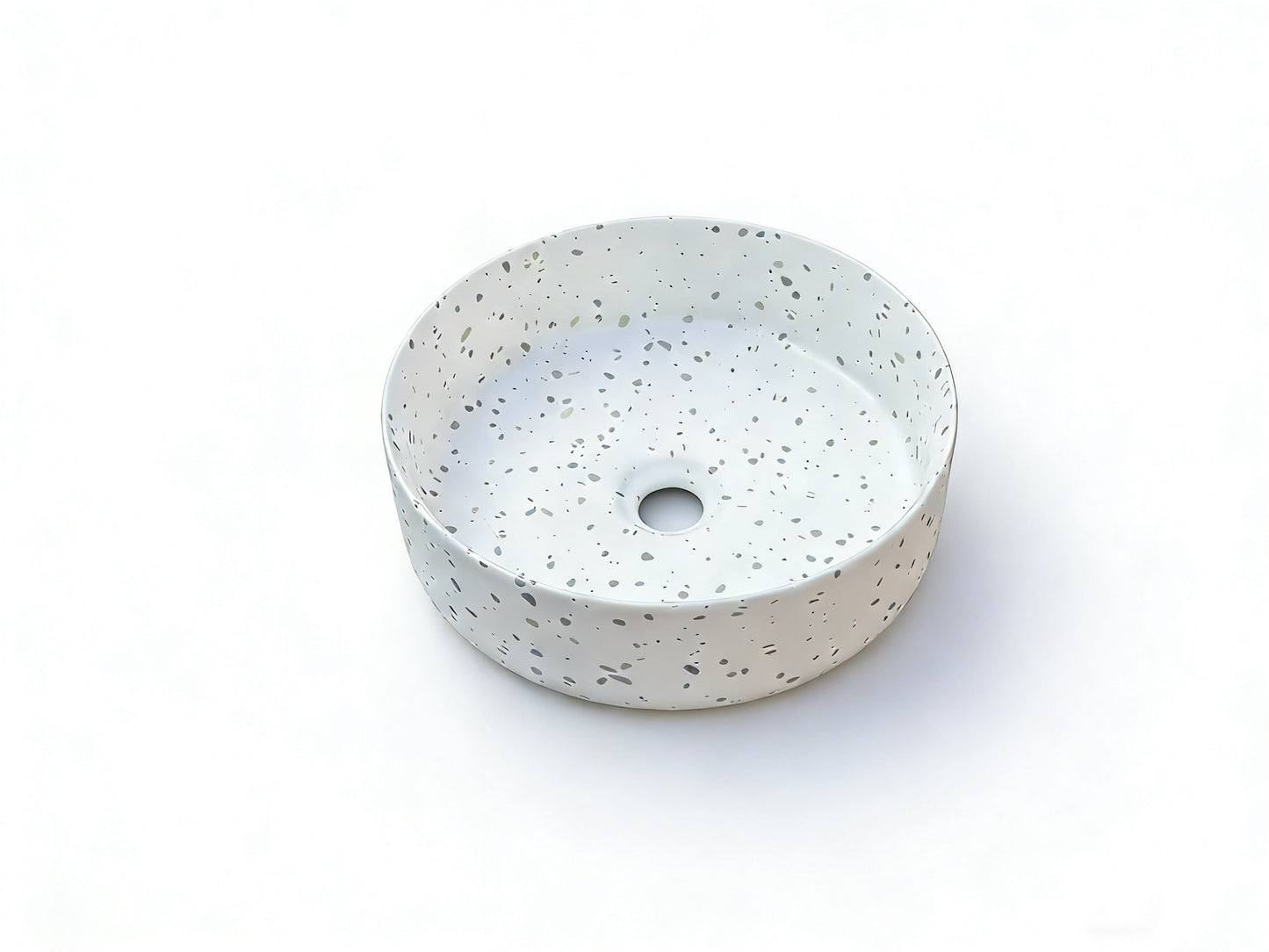 Sasso 36 Counter-top Round Basin - White Terrazzo