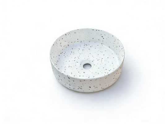 Sasso 36 Counter-top Round Basin - White Terrazzo