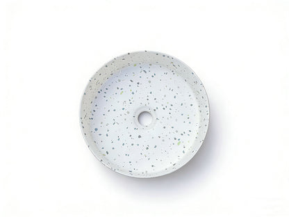 Sasso 36 Counter-top Round Basin - White Terrazzo