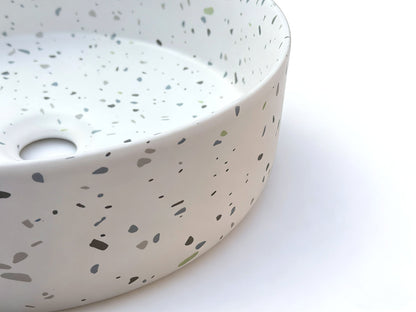 Sasso 36 Counter-top Round Basin - White Terrazzo