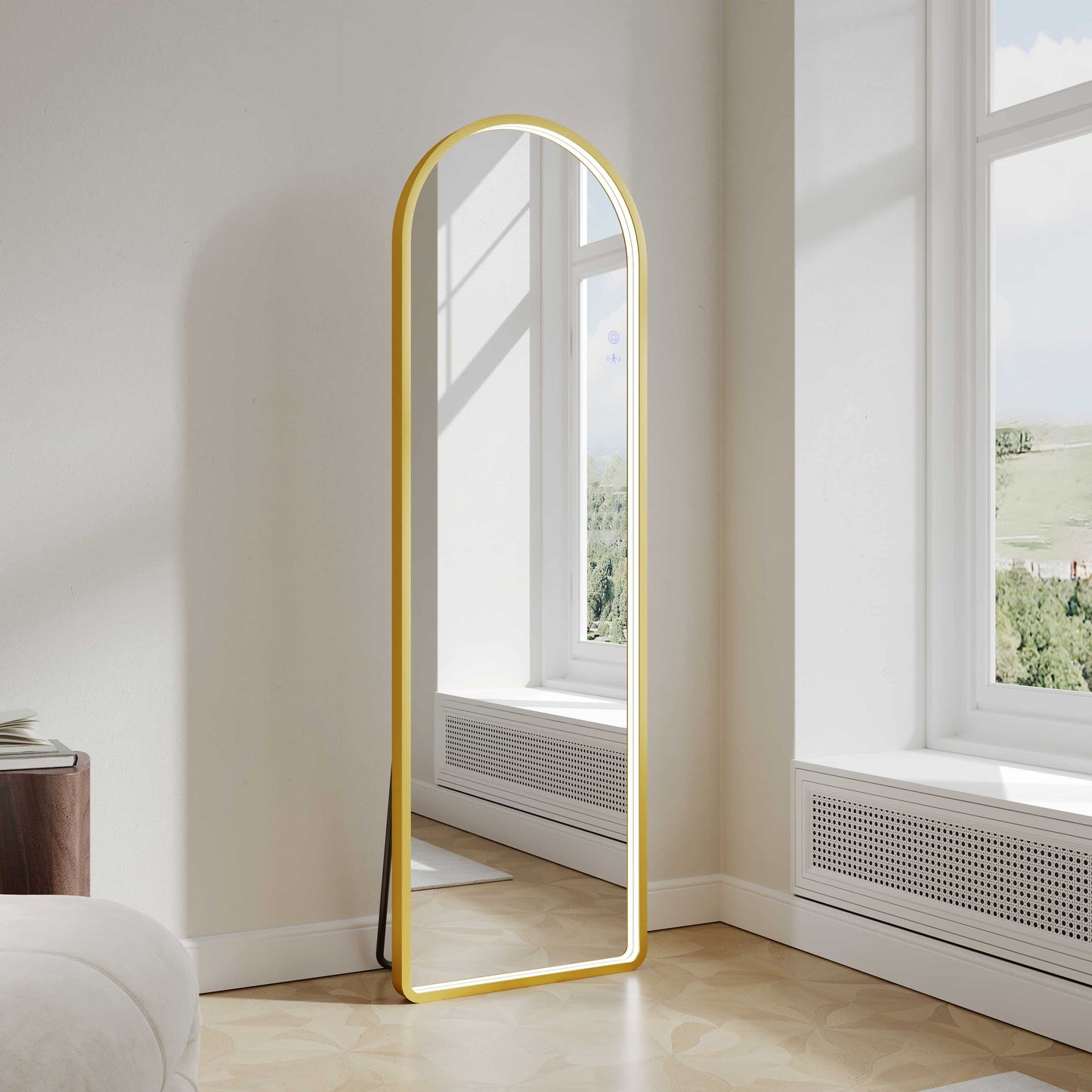 Saga 500×1600mm Freestanding LED Arch Mirror - Brushed Gold - 500×1600mm / Brushed Gold