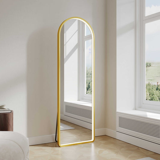 Saga 500×1600mm Freestanding LED Arch Mirror - Brushed Gold - 500×1600mm / Brushed Gold