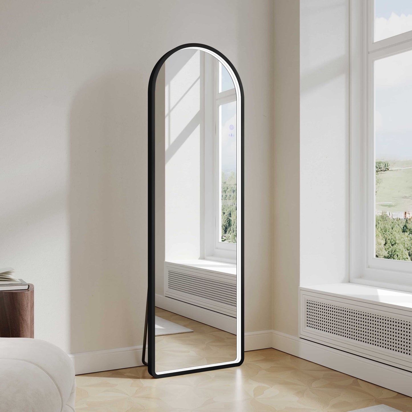 Saga 500×1600mm Freestanding LED Arch Mirror - Matt Black - 500×1600mm / Matt Black