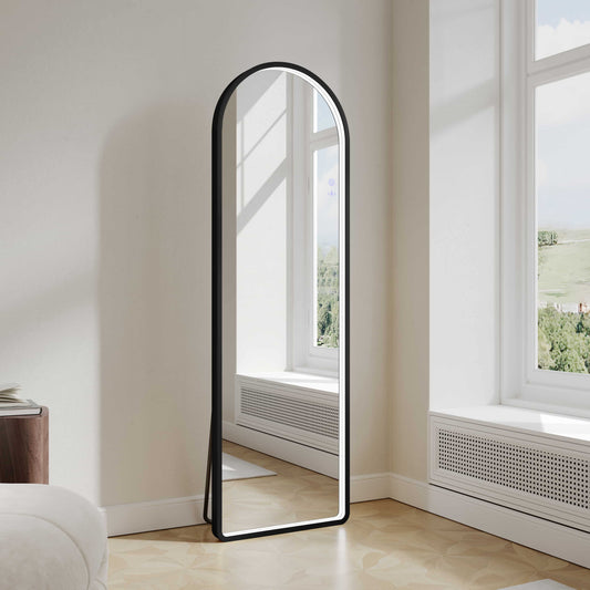 Saga 500×1600mm Freestanding LED Arch Mirror - Matt Black - 500×1600mm / Matt Black