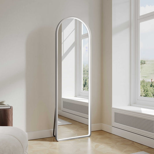 Saga 500×1600mm Freestanding LED Arch Mirror - Brushed Nickel - 500×1600mm / Brushed Nickel