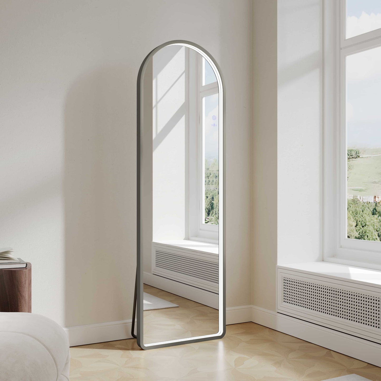 Saga 500×1600mm Freestanding LED Arch Mirror - Gun Metal - 500×1600mm / Gun Metal