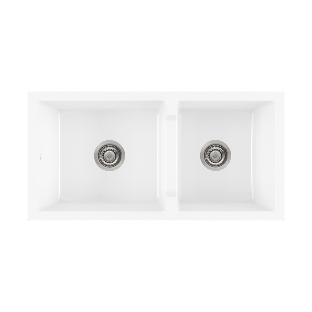 Oliveri Sicily Fireclay Farmhouse 1 & 3/4 Bowl Countertop or Undermount Sink White
