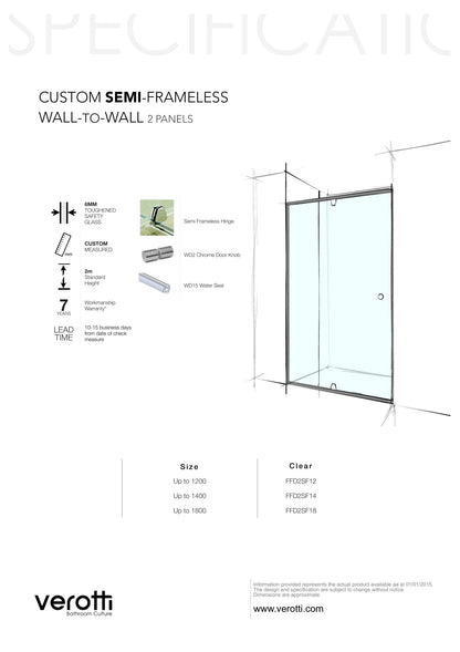 Custom Semi-Frameless Wall-To-Wall (2 Panels) - Up to 1400 / Bohemian