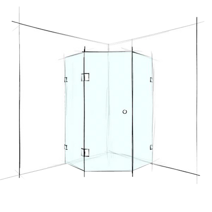 Custom Frameless Hex Corner Set-In - Up to 1000 x 1000 / TruClear+ / Concealed Channel