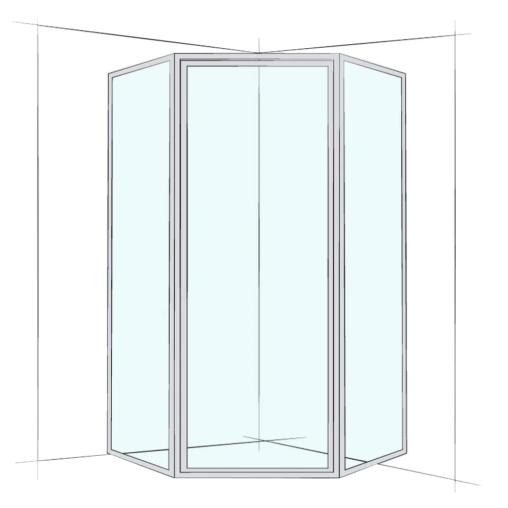 Custom Framed Hex Corner Set-In - Up to 1200 x 1200 / Clear