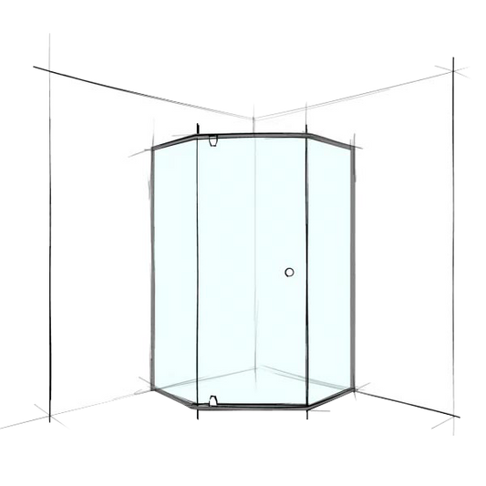 Custom Semi-Frameless Hex Corner Set-In - Up to 1000 x 1000 / TruClear+
