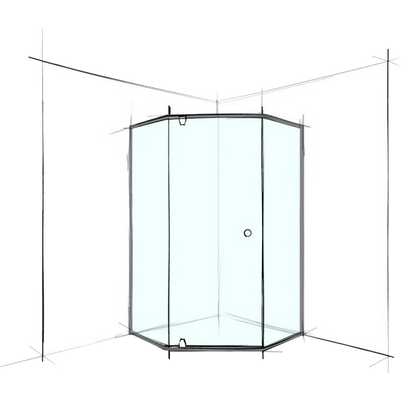 Custom Semi-Frameless Hex Corner Set-In - Up to 1000 x 1000 / Clear